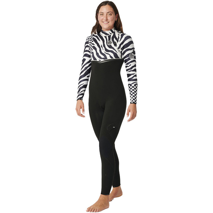 2024 Rip Curl Womens E-Bomb 3/2mm Zip Free Wetsuit 14NWFS - Black / White